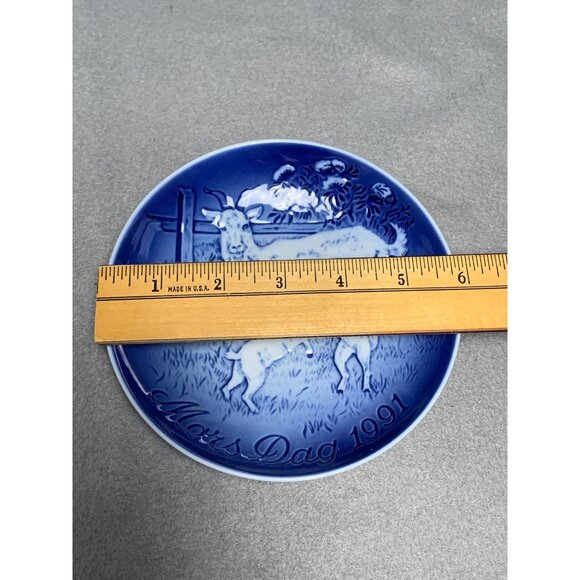 Bing & Grondahl Copenhagen Mors Dag 1991 Mothers Day Plate with Goat & Kids Desi - Picture 5 of 9